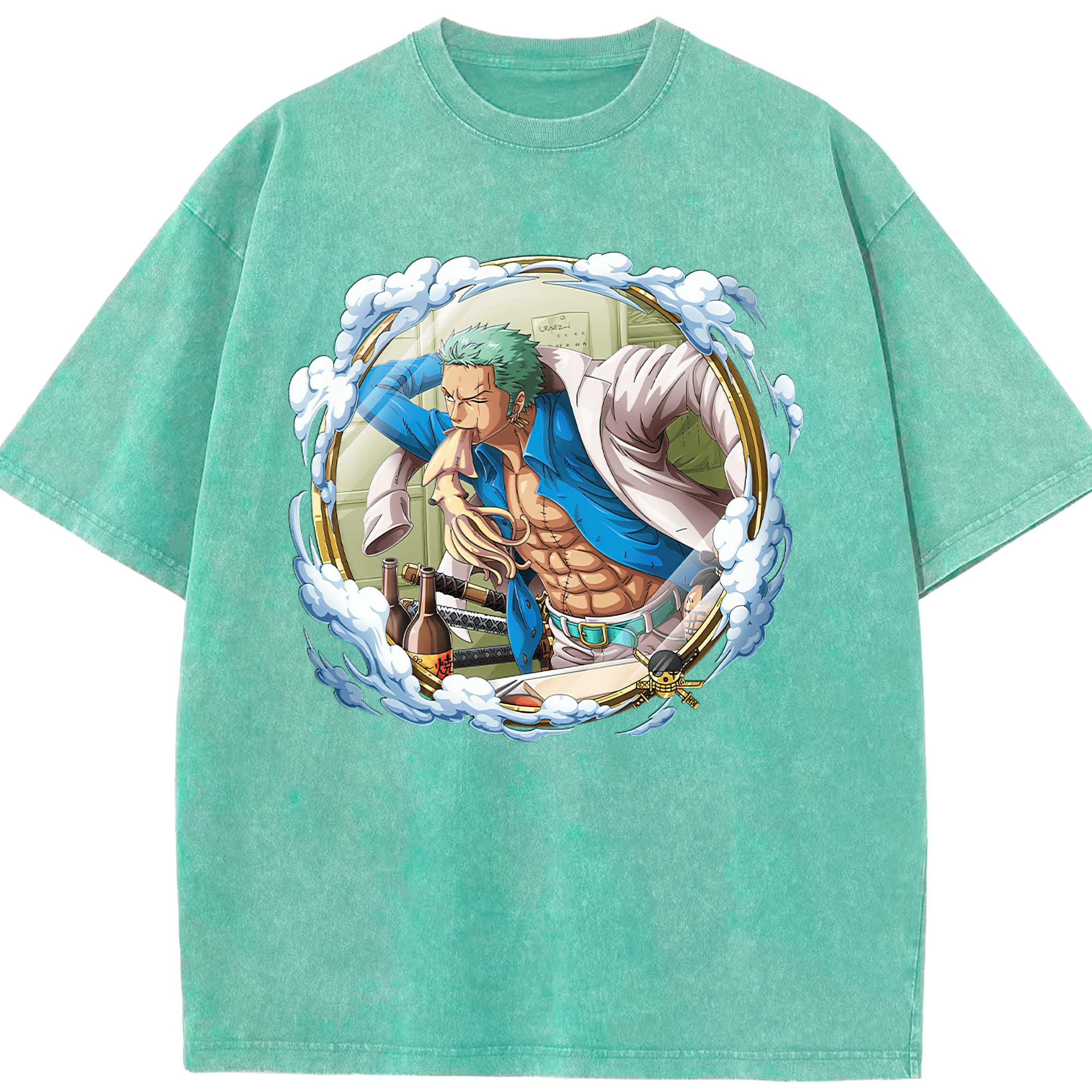 ワンピース ロロノア・ゾロ ONE PIECE Roronoa Zoro 綿100% ヴィンテージ風 半袖Tシャツ（フロントプリント）